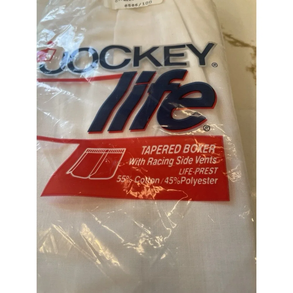 Vintage 1994 Jockey Life Tapered Boxer Men Size‎ 38 White Racing Side Vents New